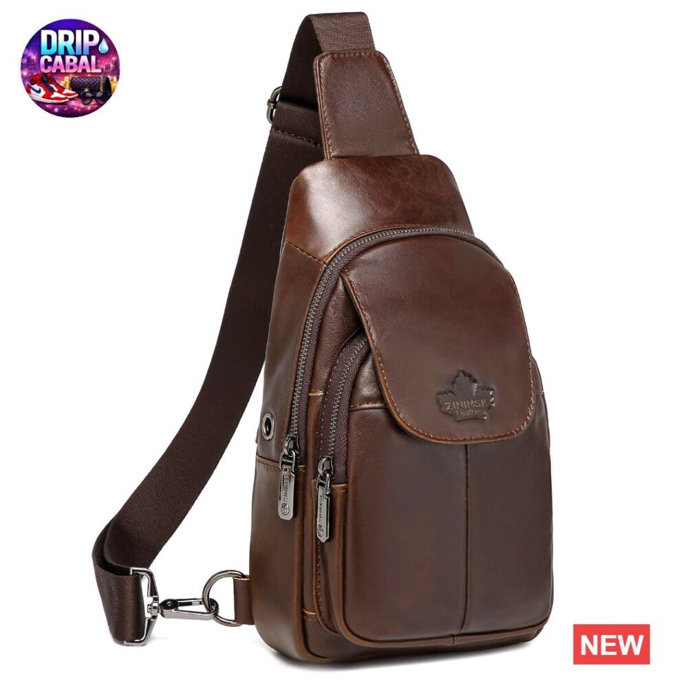 Genuine Leather Sling Bag Crossbody Shoulder Chest Bag